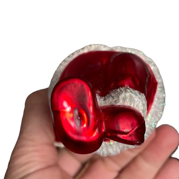 Jump For Joy Mercury Glass Christmas Ornament Child in Santa Suit Vtg Brass Key - Picture 12 of 16